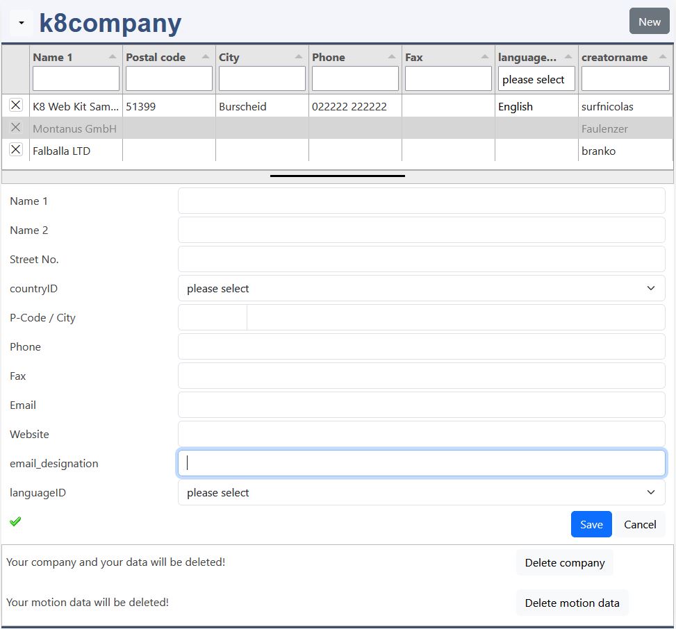 Admin company list
